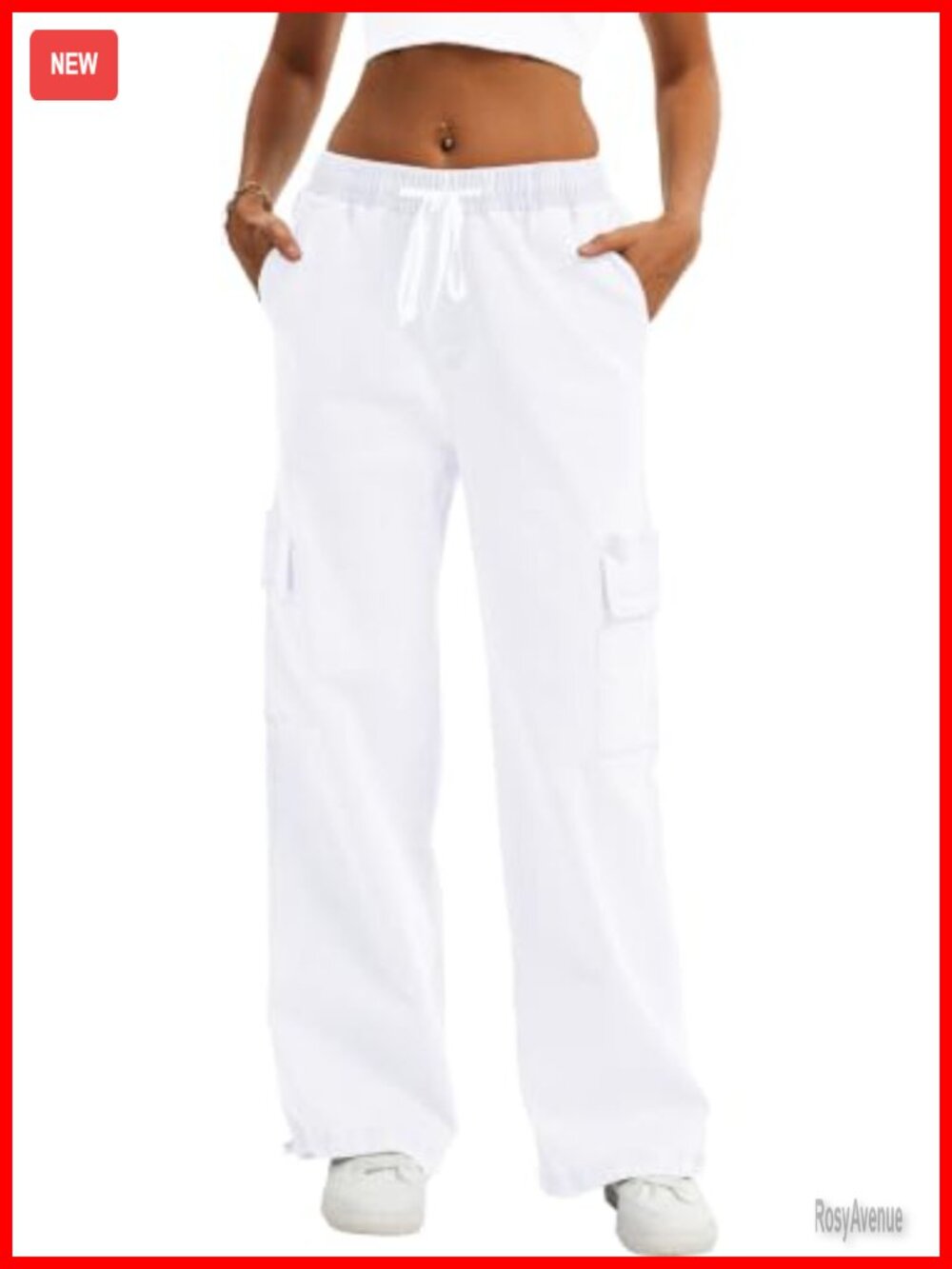 High Waisted Cargo Jeans Baggy Wide Leg Stretch Denim Pull On Pants